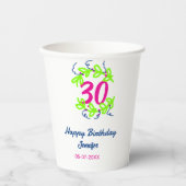 30th birthday green blueリース名date rustic b 紙コップ (正面)