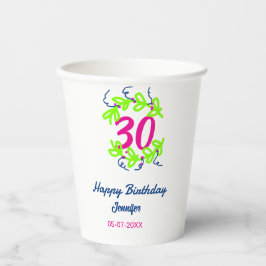 30th birthday green blueリース名date rustic b 紙コップ