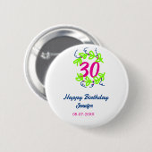 30th birthday green blueリース名date rustic b 缶バッジ (正面&裏面)