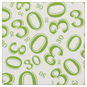 30th Birthday Green/White Random Number Pattern ファブリック (クローズアップ)