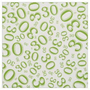 30th Birthday Green/White Random Number Pattern ファブリック