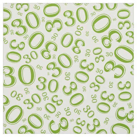 30th Birthday Green/White Random Number Pattern ファブリック (見本)