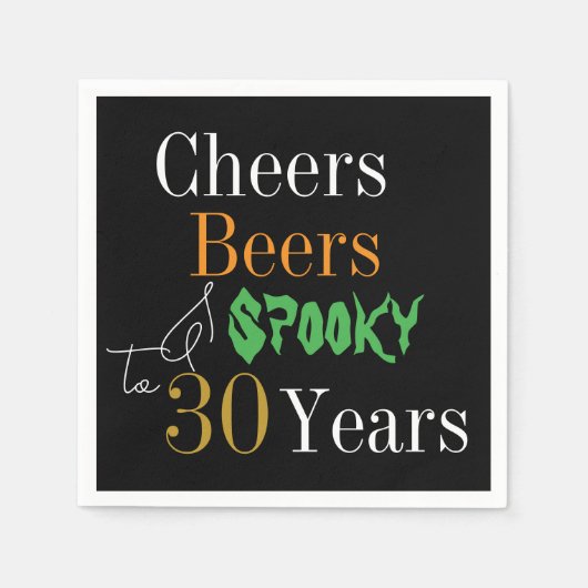 30th Birthday Halloween Cheers Beers Spooky Party スタンダードカクテルナプキン (正面)