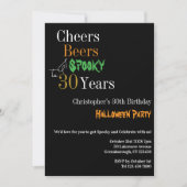 30th Birthday Halloween Cheers Beers Spooky Party 招待状 (正面)