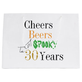30th Birthday Halloween Spooky Cheers Beers Party ラージペーパーバッグ