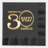 30th Birthday happy b'day名前をカスタムする 箔ナプキン (正面)