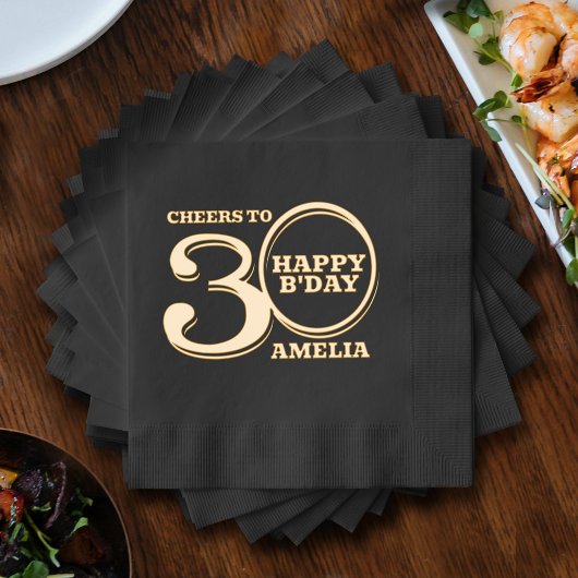 30th Birthday happy b'day名前をカスタムする 箔ナプキン