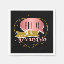 30th birthday hello 30 Personalized heart スタンダードカクテルナプキン