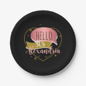 30th birthday hello 30 Personalized heart ペーパープレート (正面)