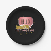 30th birthday hello 30 Stylish Personalized ペーパープレート (正面)