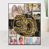 30th Birthday Leopard印刷金ゴールドバルーン写真 カード (正面)