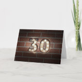 30th birthday-marquee light sign on brick カード (正面)