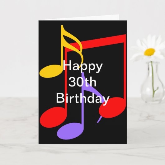 30th Birthday Music Notes折り畳みグリーティングカード カード (小さな植物)