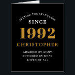 30th Birthday Name 1992ブラック金ゴールドカーエレガントド<br><div class="desc">そのパーソナライズされた特別な時に簡単すカスタマイズるシックなバースディーカード。</div>