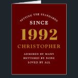 30th Birthday Name 1992赤金ゴールドカーエレガントド<br><div class="desc">そのパーソナライズされた特別な時に簡単すカスタマイズるシックなバースディーカード。</div>