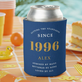 30th Birthday Name 1996 Blue Gold Elegant Chic 缶クーラー