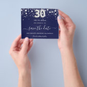 30th birthday navy blue silverバジェット救日 チラシ (手)
