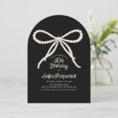 30th Birthday Party Black White Pearl Bow Arch 招待状 (スタンド正面)
