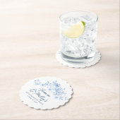 30th Birthday Party Blue Rose Floral Custom ペーパーコースター (インサイチュ)