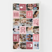 30th Birthday Photo Collage Custom Coral Pink 横断幕 (縦)