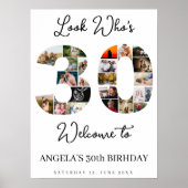 30th Birthday Photo Collage Sign look who's 30 ポスター (正面)