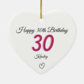 30th Birthday pink Shadow Monogram heart セラミックオーナメント (裏面)