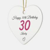 30th Birthday pink Shadow Monogram heart セラミックオーナメント (左)