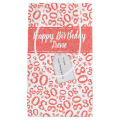 30th Birthday Random Number Pattern Coral/White スモールペーパーバッグ (正面)
