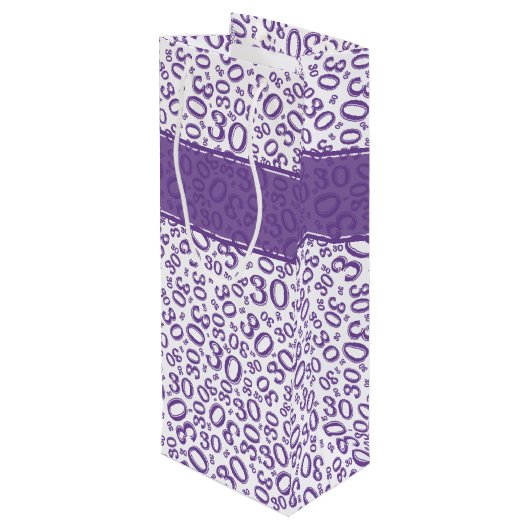 30th Birthday Random Number Pattern Purple/White ワインギフトバッグ (裏面アングル)