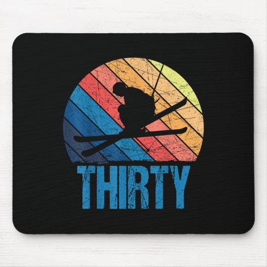 30th Birthday Retro Ski Skiing 30 Year Old Men Wom マウスパッド (正面)