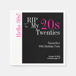 30th Birthday RIP 20sこんにちは30sパーティーブラックピンク スタンダードカクテルナプキン