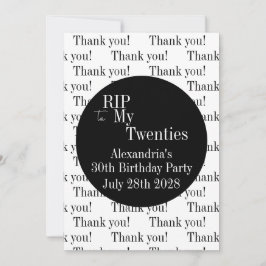 30th Birthday RIP 20sパーティーありがとう サンキューカード