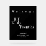 30th Birthday RIP 20sパーティーへようこそ アクリルサイン<br><div class="desc">これは30歳モダンの誕生日、RIP 20sパーティーウェルカムパーティーのサインである。それはクラシックの白黒で、トレンドのスタイリッシュタイポグラフィがある。お客様を迎えクールるのに最適なおもしろい、ハロウィーンをテーマにした30歳の誕生日パーティー。パーソナライズするには、単にパーソナライズこのボタンを使用して名前とお祝い日を追加し、ここで必要な文字の残りの部分を変更すもしる。色またはデザインを変更するには、フォント編集ツールをチェックアウトする。パーソナ救済ライゼーションや製品のマッチング、またはカスタム設計の場合は、zazzleチャットや電子メールで私にメールを送信す連絡る： ursuladawnmoon@gmail.com</div>