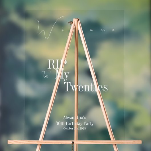 30th Birthday RIP 20sパーティーウェルカムサイン アクリルサイン (ニュートラル)