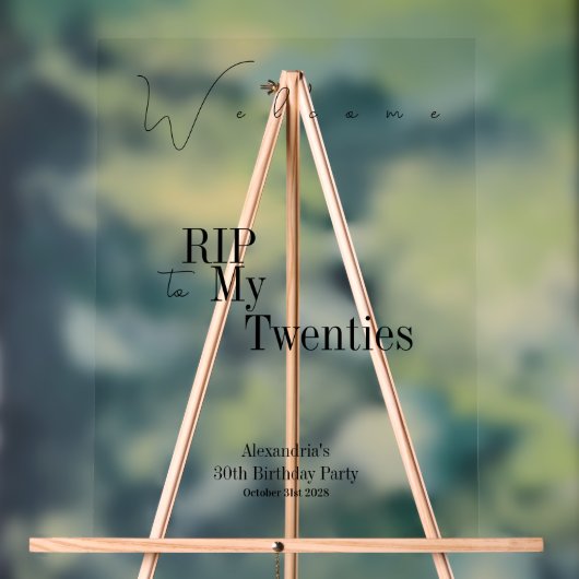 30th Birthday RIP 20sブラックタイポグラフィへようこそ アクリルサイン (ニュートラル)