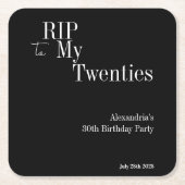 30th Birthday RIP 20s白黒パーティー スクエアペーパーコースター (正面)