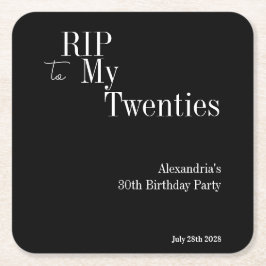 30th Birthday RIP 20s白黒パーティー スクエアペーパーコースター