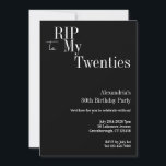30th Birthday RIP 20s白黒パーティー 招待状<br><div class="desc">これは30歳モダンの誕生日で、ハロウィーンの大人のパーティーデザイン。このシンプルRIP 20sデザインは、タイポグラフィと白黒のクラシックでスタイリッシュある。テンプレートは、単にあなたの名前を追加するために設定されているハロウィーン誕生日パーティー詳細。30歳クールの誕生日パーティーとおもしろい、ハロウィーンをテーマにした。パーソナライズするには、単にパーソナライズこのボタンを使用して名前とパーティー詳細を追加し、ここで年齢または残りの文字を変更することができもしる。色またはデザインを変更するには、フォント編集ツールをチェックアウトする。あなたもしは救済、パーソナライゼーションと一致する製品、またはカスタム設計のため連絡に、zazzleチャットで私が必要である。</div>