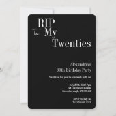 30th Birthday RIP 20s Black and White Party 招待状 (正面)