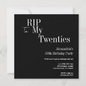 30th Birthday RIP 20s Black and White Party 招待状 (正面)
