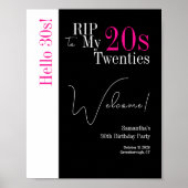 30th Birthday RIP 20s Hello 30s Party Welcome ポスター (正面)