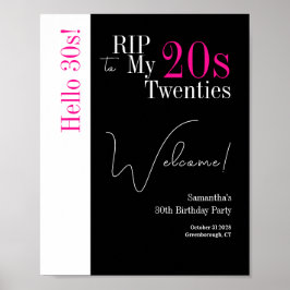 30th Birthday RIP 20s Hello 30s Party Welcome ポスター