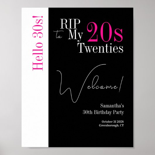 30th Birthday RIP 20s Hello 30s Party Welcome ポスター (正面)