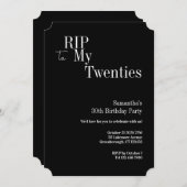 30th Birthday RIP Twenties Party Black and White 招待状 (正面/裏面)