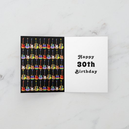 30th birthday Rock and Roll Guitar Personalized カード (内部)