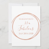 30th Birthday Rose Gold Minimal Birthday 招待状 (裏面)