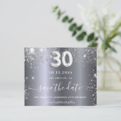 30th birthday silverグリッターは日付カードを保存 (スタンド正面)