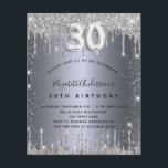 30th birthday silverグリッター予算 チラシ<br><div class="desc">この招待はチラシ紙で非常に薄い。封筒は含まれない。厚い招待状(同じデザイン)は当店を訪ねてほしい。30モダン歳のスタイリッシュ誕生日パーティーへの魅力的な招待。銀フェイク色の背景、飾グリッターの塵。名前とパーティー・詳細のパーソナライズおよび追加30番はバ書ロンスタイルフォント、スクリプト付き。</div>