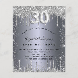 30th birthday silverグリッター予算 チラシ