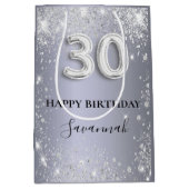 30th birthday silverグリッター名台本 ミディアムペーパーバッグ (正面)